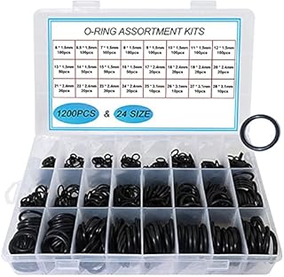 1200pcs NBR Seal O-Ring Kit, Thickness 1.5mm 2.4mm 3.1mm Nitrile Rubber O-Ring Gasket Sealing Ring Repair Kit Auto Repair O-Ring for Plumbing and Auto Repair, Garages, Workshops (Black)