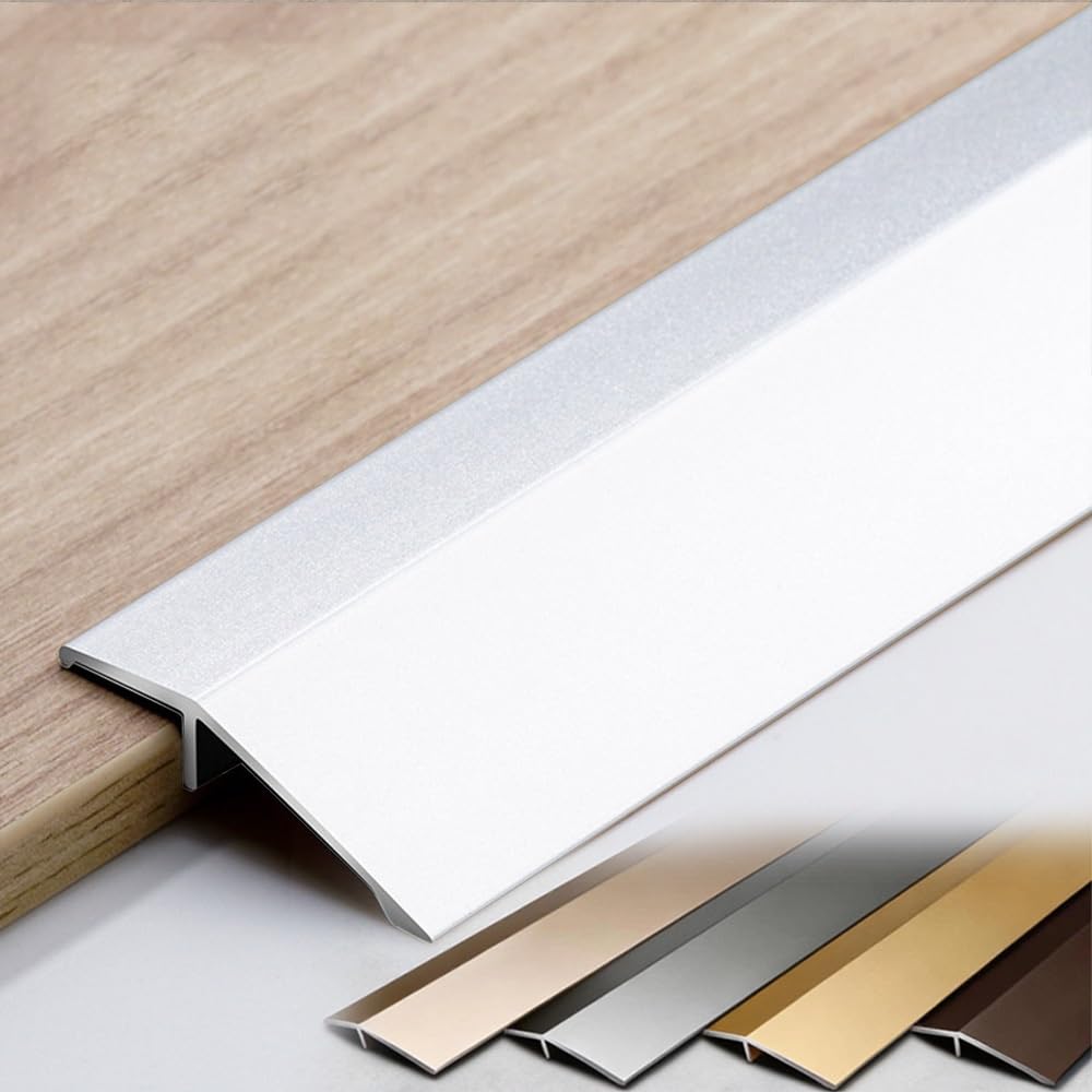 Aluminum Floor Transition Strip Doorway Edge Trim | Door/Tile/Carpet to Tile Transition Strip for Carpet/Entry(Silver,48in(120cm))