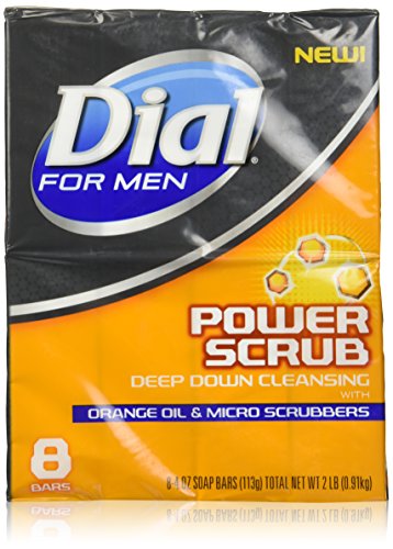 Dial For Men Soap Bar Power Scrub Orange Oil and Micro Scrubbers 4 Oz (8 Count)