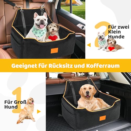 GL GLENSLAVE Hundesitz für große/mittlere Hund, Hundeerhöhungssitz für Hunde unter 25kg oder 2 kleine Hunde, abnehmbar und waschbar Hundesitz mit dicken Kissen und Aufbewahrungstaschen(schwarz)