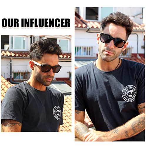 DUCO Polarized Driving Handmade Walnut Wooden 100% UV 400 Protection Sunglasses for Men 21412