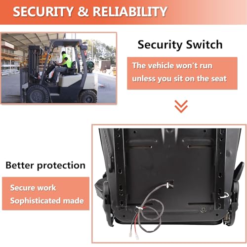 Image of Universal Forklift Seat, Tractor Seat with Adjustable Angle Back,Micro Switch and Slide,for Tractor,Excavator Skid Loader Backhoe Dozer Telehandler ZTR's Equipment Construction