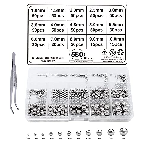 CJBIN Metallkugeln, 580 Magnet Kugellager Kugeln mit 1 Pinzette aus Edelstahl, Mugellager Set für Fahrrad Rad… – Bild 8