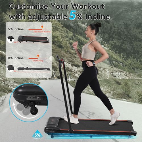 Image of Folding Walking Pad Under Desk Treadmill,2.5HP Walking Treadmill with Incline 0.5-7.5MPH 265LBS Capacity Treadmill for Walking Running - Two to Adjust Speed,for Home Office