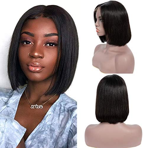 Bestsojoy Hair 10A Short Bob Wigs Brazilian Remy Hair Straight 13x4 Lace Front Human Hair Bob Wigs for Women 150% Density Pre Plucked with Baby Hair Natural Color (8" Bob, Natural Color)