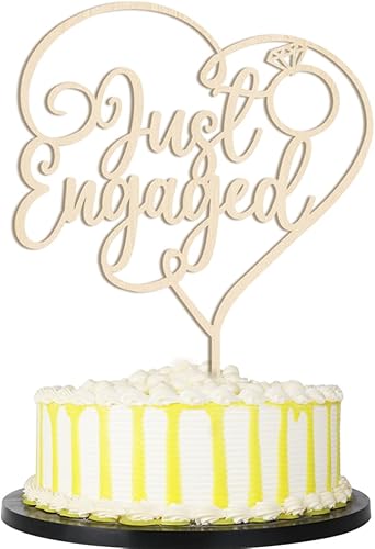 PALASASA Decoración de madera para tartas con texto en inglés "We Engaged", decoración de fiesta de compromiso, compromiso, boda, decoración para