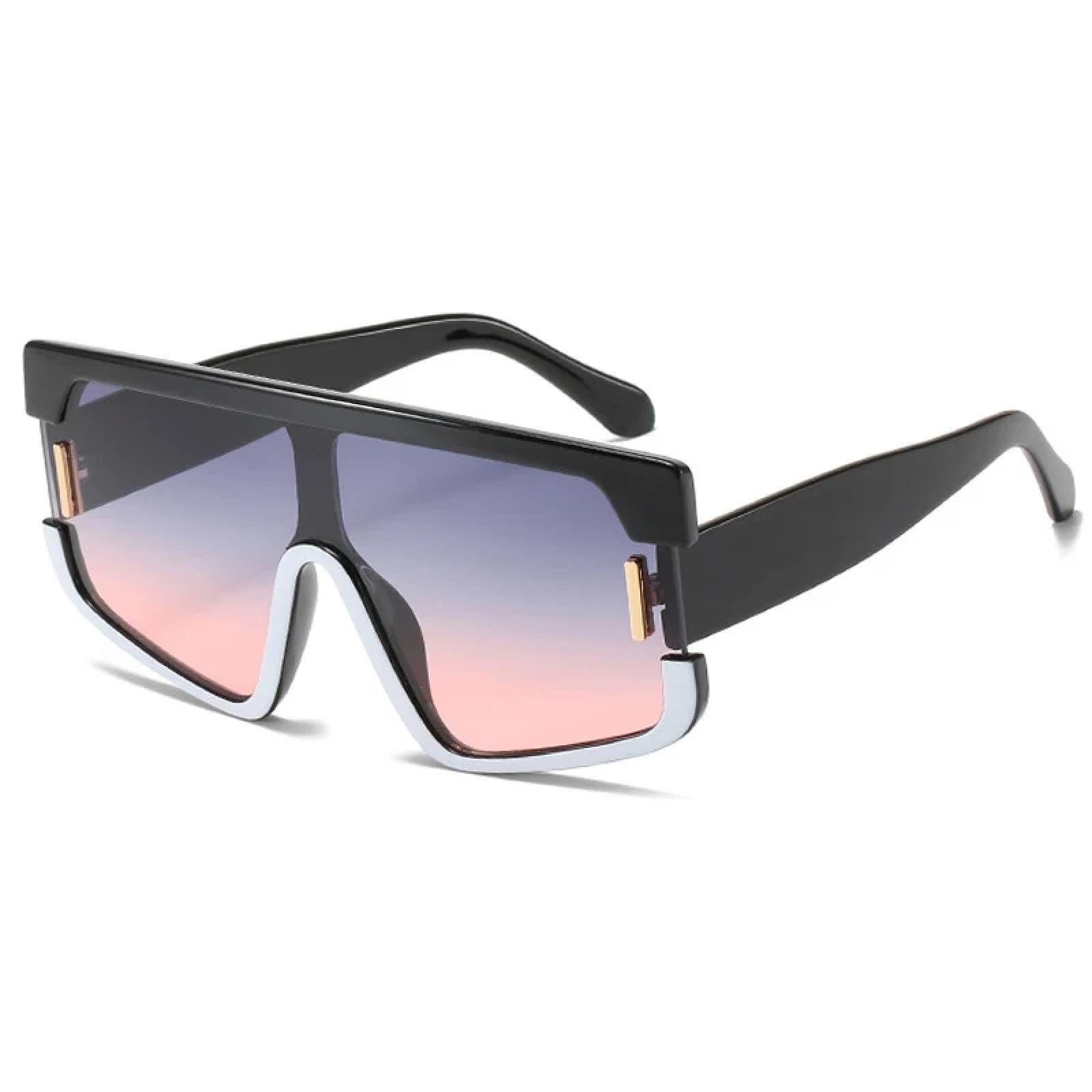 Gafas de sol de gran tamaño para mujer, de moda, de una pieza, estilo vintage, en tonos azul y gris, estilo punk.