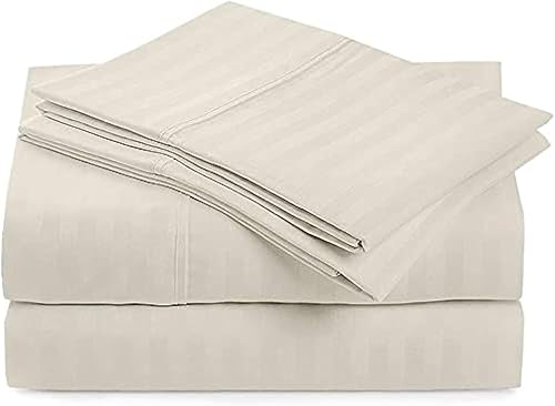 Miniatura 17 de Juego de sábanas para sofá cama tamaño Queen con rayas negras, 100% algodón de 400 hilos, juego de sábanas para sofá cama de 4 piezas, sábanas