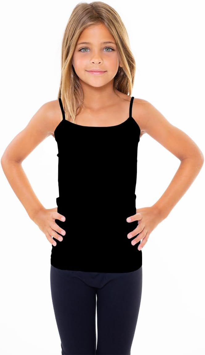 Malibu Sugar Girls Full Sleeveless Camisole Tank Tops – Stretch Undershirts Comfortable Camis (One Size Fits Ages 7-10)