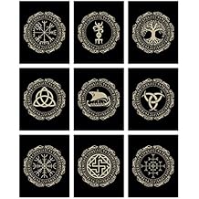 SUPERDANT 9pcs Vikings Poster Unframed Nordic Viking Wall Decor Art Nordic Mythology Decor Wall Canvas Art Norse Pagan Art Prints Poster Pictures Painting for Living Room Home Decorations
