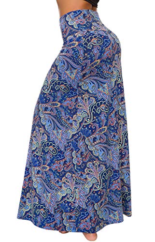 Image of Urban CoCo Women's Stylish Spandex Comfy Fold-Over Flare Long Maxi Skirt