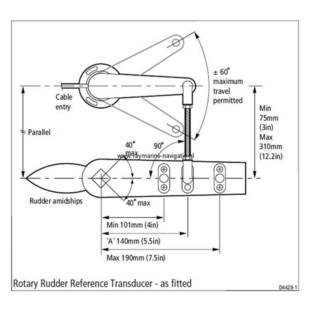 Raymarine Transductor Ángulo de Timón de Recambio para Sistemas de Piloto M81105