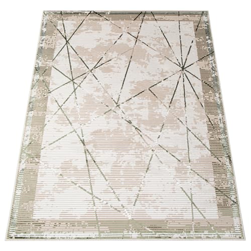 Tapis moderne doux TAPISO beige vert 80x150cm Oeko-TEX - 7