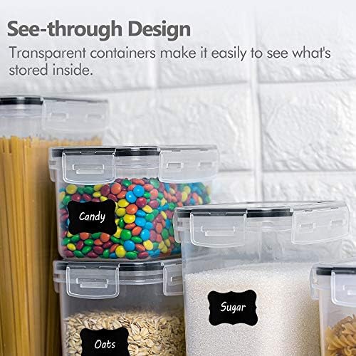 Vtopmart 14pcs Food Storage Containers Set, Kitchen Organizers and Storage, Plastic Airtight Pantry Storage Container with Lids for Cereal, Flour and Sugar, Includes 24 Labels - 5