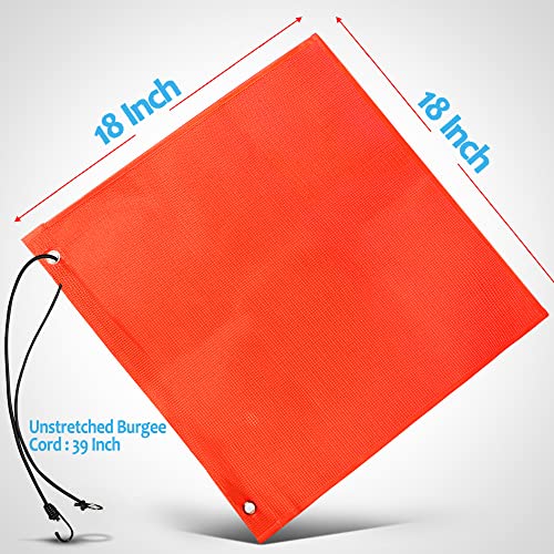 Anley 18X18 Inch Orange Warning Sign Safety Flags For Truck, Trailer, Car & Oversize Load Vehicle - Grommets And Bungee Cords - Vinyl Coated Nylon, Mesh Construction & Bright Color (Pack Of 2) #TOP2