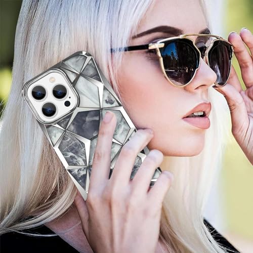 Image of COVERLY for iPhone 15 Pro Max 3D Diamond Glitter Sparkle Case,Full Protective Luxury Splash Bling Back Case Pastel Colorful Fashion Aesthetic Cover for Apple iPhone 15 Pro Max (Shinny Silver)