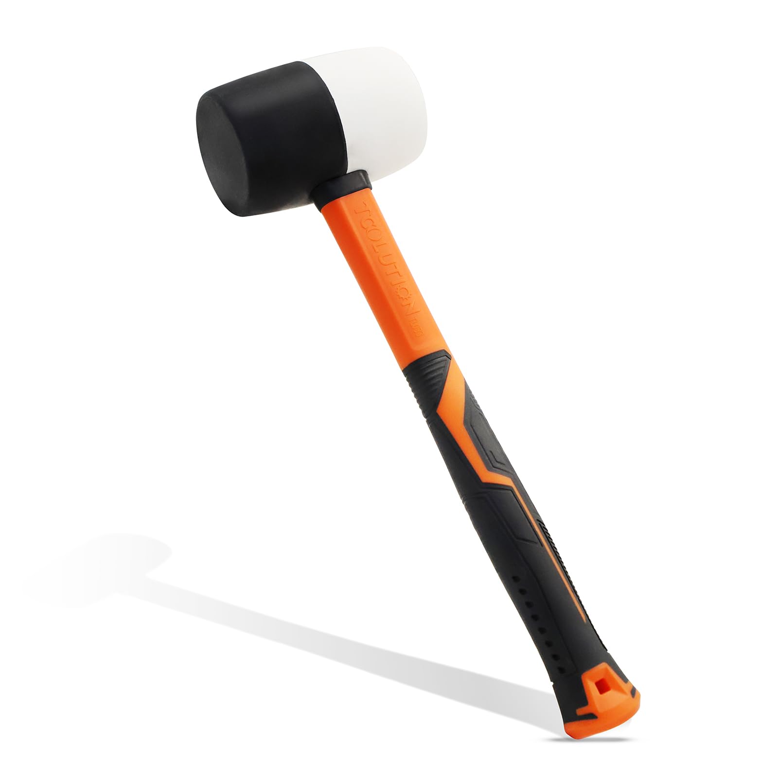 TOOLUTION Rubber Mallet Hammer - 16oz Soft Face Hammer for Flooring and Carpentry - Scratch-Resistant Hammer with Fibreglass Handle