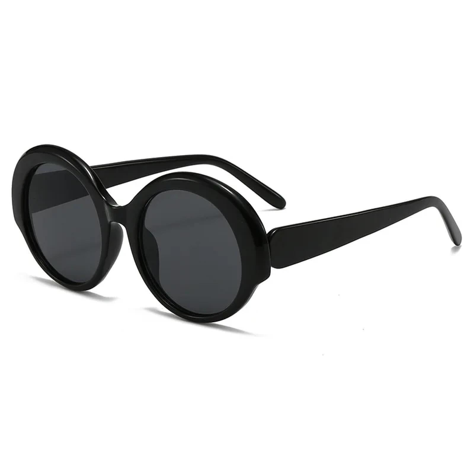 Lunettes de soleil circulaires rétro monture PC solide style mixte