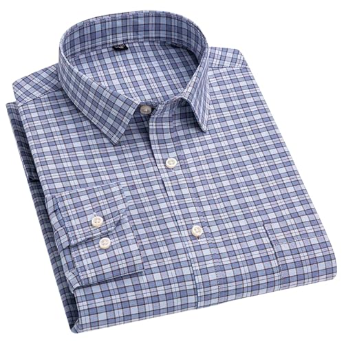 Camisa de cuadros Oxford para hombre de algodón puro formal y social USTZFTBCL