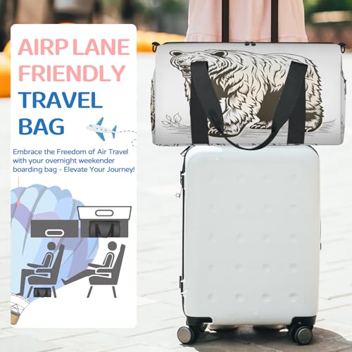 Bear Gym Bag for Women, Duffle Bag for Travel Sport, Lightweight Waterproof Carry on Weekender Dance Yoga Workout Bags, Forest Animals3