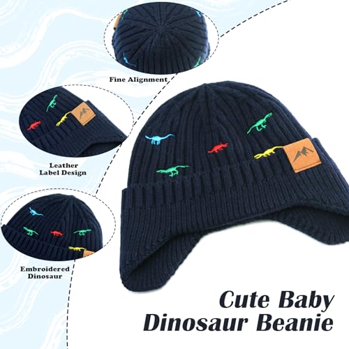 Image of POXIMI Baby Boy Winter Hat Toddler Warm Beanie Girl Knit Hats with Earflap Kid Cute Earmuffs