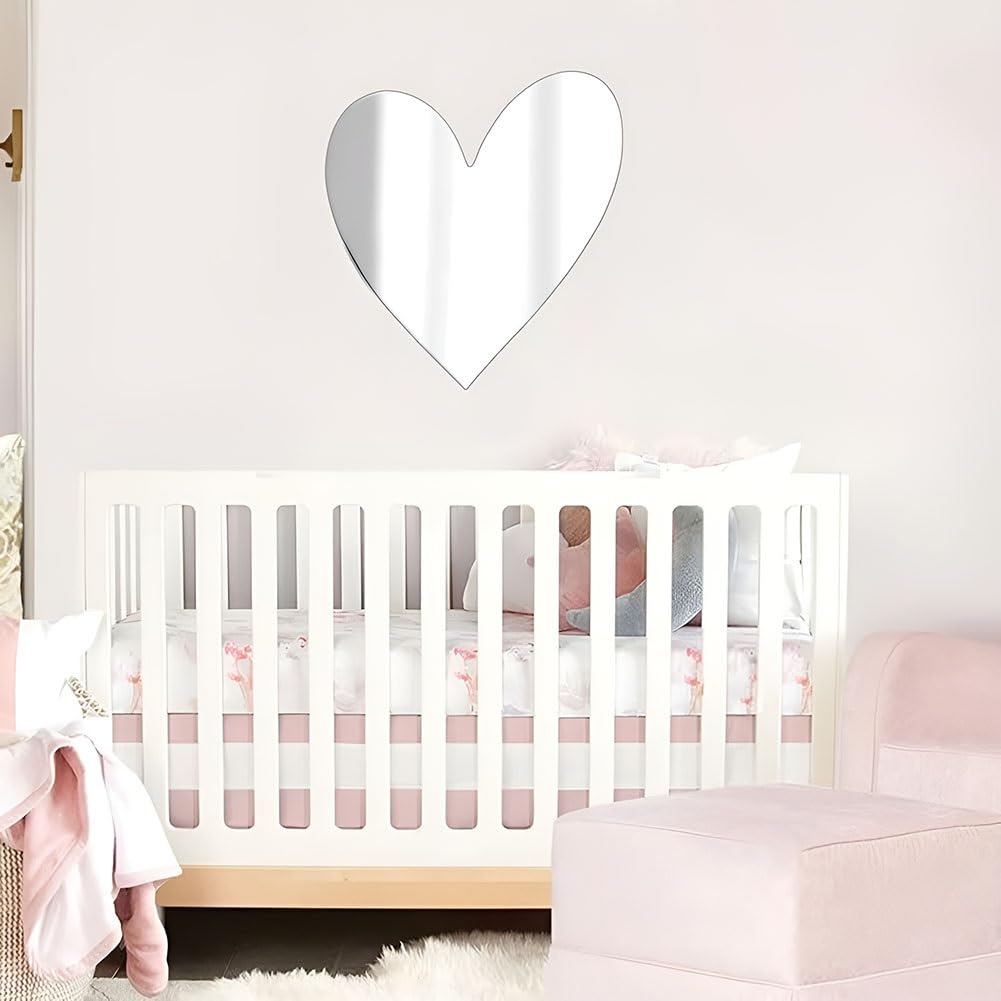 Specchio da Parete in Acrilico a Forma di Cuore, Grazioso Specchio Decorativo Senza Cornice, Autoadesivo Infrangibile e Facile da Installare(76x65cm-29.9x25.5in)