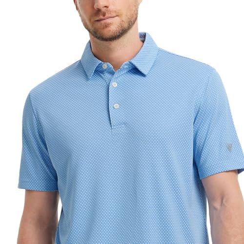 M MAELREG Golf Shirts for Men Dry Fit Casual Golf Polos Moisture Wicking Jacquard Mens Polo Shirt Short Sleeve Light Blue - image 6