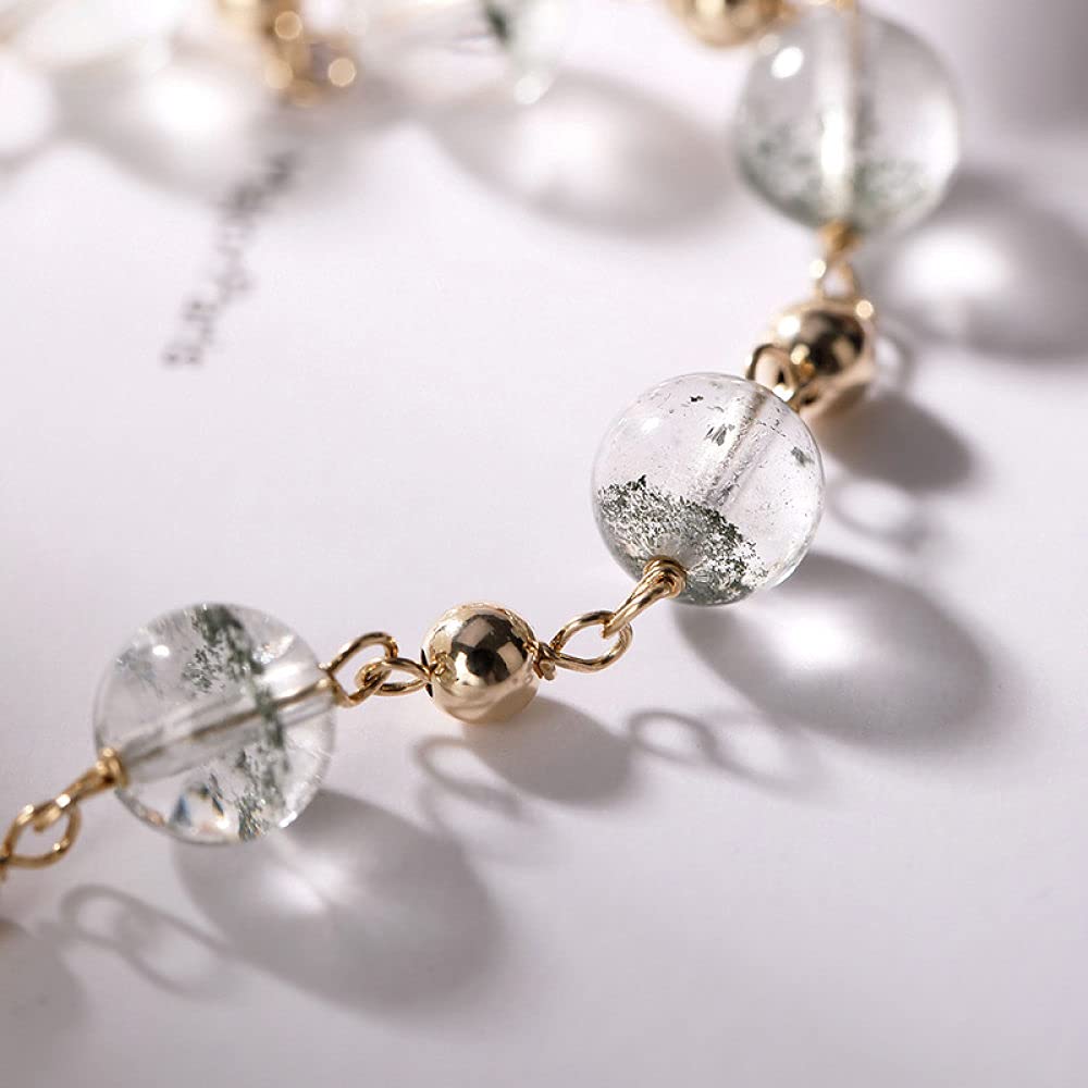 Girls Accessories Bracciale in Argento Sterling 925 Vintage per Donna Semplice Oro 14 carati Pietra Verde Perline Rotonde Fascino Classico di Gioielli Spiaggia Estiva Birthday Gift