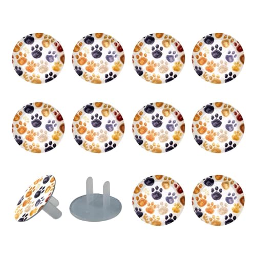 24 Piece Outlet Covers Baby Child Proofing, Dog Paw Print Electrical Safety Socket Protection Caps, 2-Prong Power Wall Plate Safety Receptacle Plugs Covers