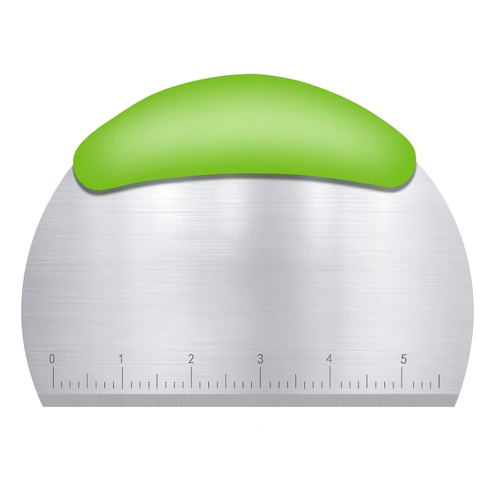 Multi-Purpose Stainless Steel Pasta Cutter with Non-Slip Handle | Kitchen Scraper Spatula with Engraved Measurements