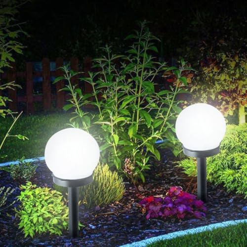 Esferas LED circulares para césped con diseño estanco y carga solar 5