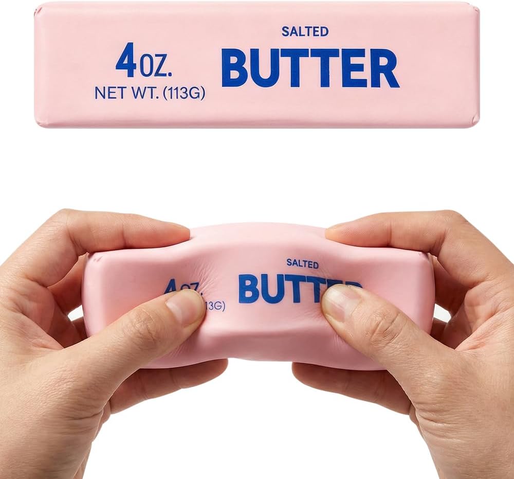 Slow Rebound Cute Butter Squeeze Stress Balls, 2026 Upgrade Squeeze Butter Squishy, Slow Rising Squishy Butter Stick for Stress Relief Party Favors Gifts (Pink A*1)