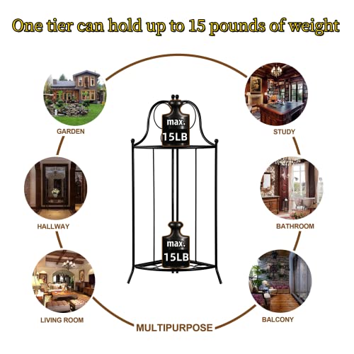 Yolafe Plant Stand 2 Tier Metal Corner Flower Stand Foldable Floor Flower Pot Shelf For Floor Balcony Indoor And Outdoor Living Room,Black #TOP5