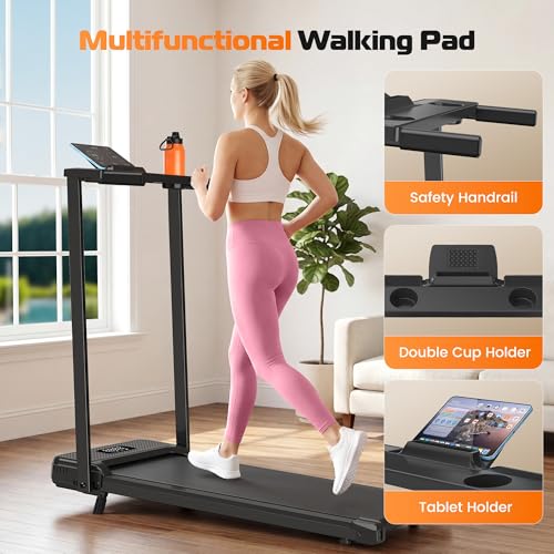 Image of ANCHEER Walking Pad Treadmill with 12% Incline, 3.0HP Foldable Treadmill with Handle Bar, 16 inch Wide Belt, 320 LBS Capacity, Portable Quiet Compact Treadmills for Home /Office