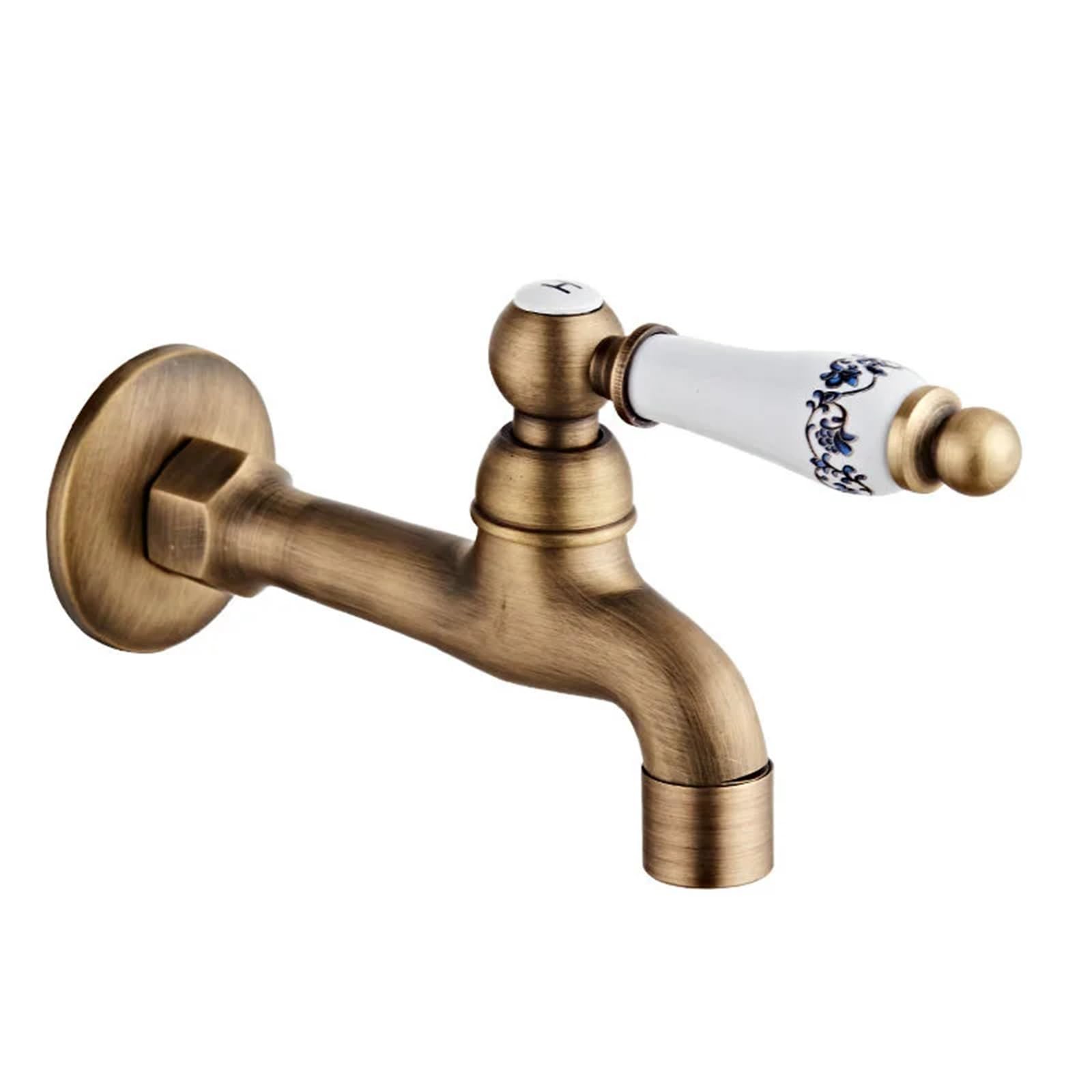 ZYCHSJXA Antique Brass Garden Faucet Wall-Mounted Tap for Bathroom Mop Sink (Yellow) - Stylish Plumbing Fixture Indoor/Outdoor Use