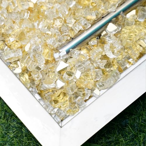 Image of Skyflame Fire Pit Glass Rocks, 15 Pound Gold Reflective Fire Glass for Outdoor Indoor Fire Bowl Fireplace, 1 /2-Inch