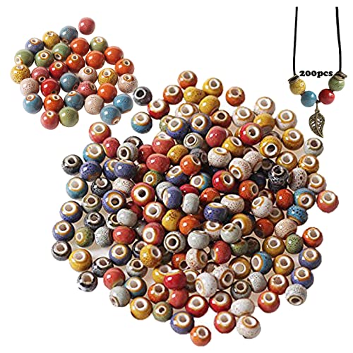 Keramikperlen 6mm 200 Stück Keramik Perlen Lang Keramikperlen Zum AuffäDeln Perlen Mit Loch 6mm Keramik Perlen Schmuck Bastelperlen Runde Lose Perle Für Halskette DIY Schmuck Bettelarmband Cover