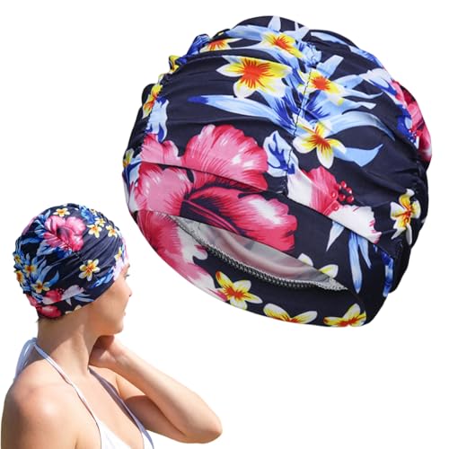 Image of Proberos Swimming Cap for Women, Premium Nylon Fabric Swim Cap, Long Hair for Dry Hair Swimming Head Cap Easy Fit, Keeps Hair & Ear Clean