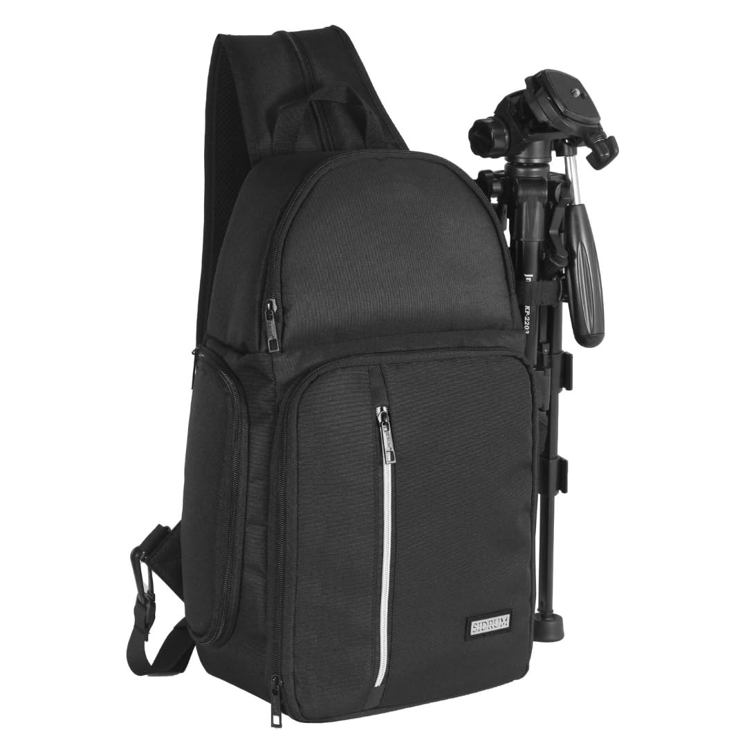 Camera Bag for DSLR, Lenses, Tripod | Dlsr Backpack Convertible Sling bag | Zippered design in front and side for quick access camera and lens.