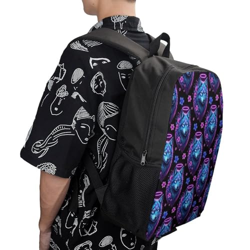 Sturdy Multipurpose Dual Shoulder Bag for Gym and Outdoor Activities, Floral Flowers Starry Wolf, Travel Hiking Daypack 7