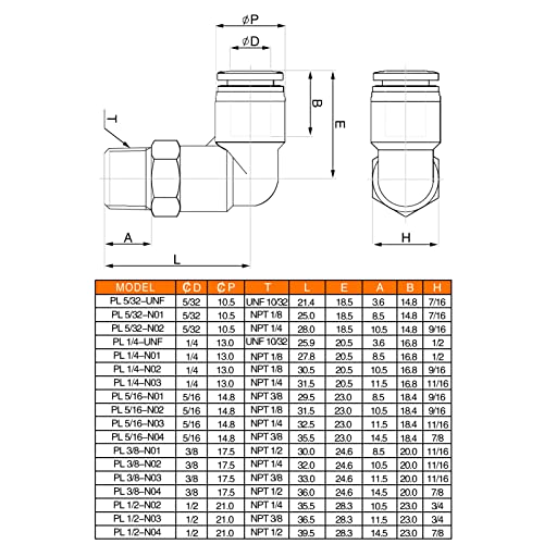 Ceker 3/8 Elbow Male Airlines Push Fittings 90 Degree Push To Connect Fittings Air Fittings, Pl 1/4" Tubing Od X 3/8" Npt Thread Pneumatic Push In Connectors Quick Connect Tube Fittings 5Packs #TOP2