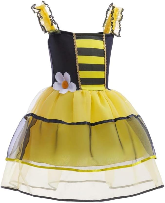 Dressy Daisy Honey Bee Fancy Dress Up Costume Set with Wings and Headband for Toddler and Little Girls, Size 4T to 10, Yellow