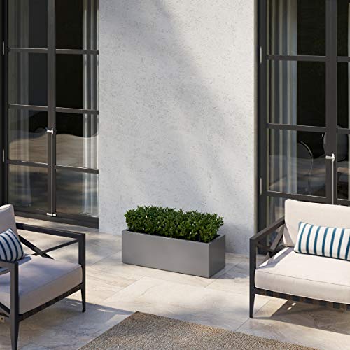 Austin Avenue Accents Gray Lightweight Fiberglass Large Rectangular Planter Box - 36 Inches - Outdoor Planter - 36L X 14W X 12H #TOP1