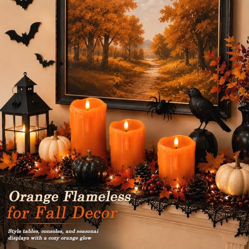 Image of Homemory Black Drip Real Wax Flameless Candles with Remote Timer, Set of 3