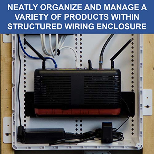 Legrand - OnQ Structured Media Enclosure Mounting Plate, Universal Mounting Plate Full-Width, Mounting Plate with 7.5FT Velcro Roll, Recessed Wall Plate to Organize Products, Black, 36490401