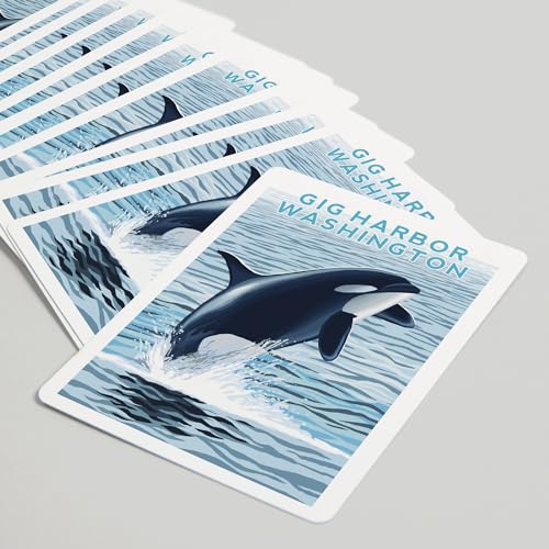 Juego de 52 Naipes Tamaño Poker Orca Whale Gig Harbor miniatura 5