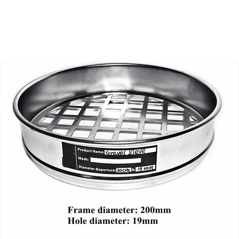 Tamiz de grava de 20 cm con cubierta cromada - Tamiz de prueba estándar de laboratorio (apertura 0,15-53 mm)(19 mm)
