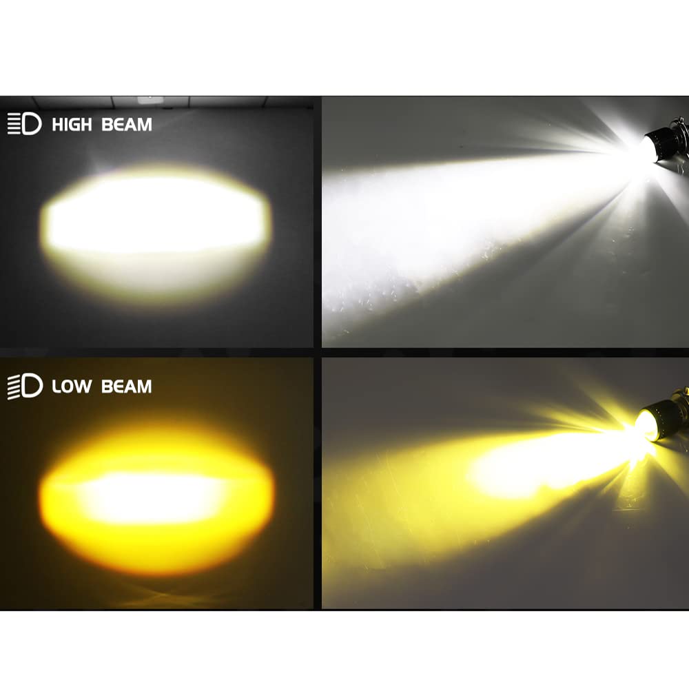 10 Pack Moto LED Phares De Moto Ampoules Deux Tons Haut Bas Faisceau Antibrouillards pour ATV Scooter Vélo Électrique Phare 12v 24v,H6