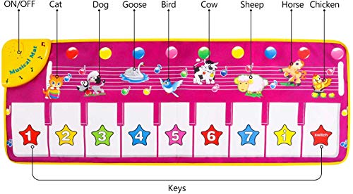 Piano Mat 39'' x 14'' Toddler Musical Mats Kids Floor Piano Keyboard Mat with 24 Music Sounds Early Education Musical Toys Gift for Toddlers Girls Boys