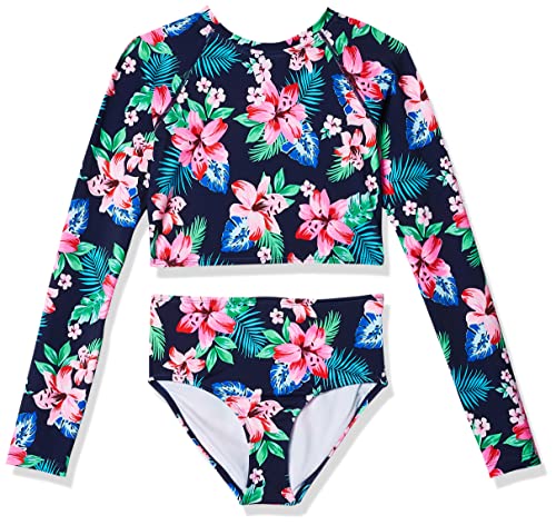 Image of Kanu Surf Girls' Long Sleeve Rashguard UPF 50+ Two Piece Swim Set